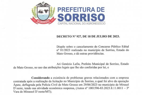 Sorriso: Inscritos em concurso cancelado j&aacute; podem pedir reembolso