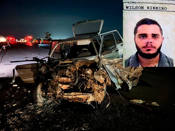 Sorriso: Pai e filho morrem em acidente entre Uno e carreta na BR-163; Outro filho foi levado para o hospital