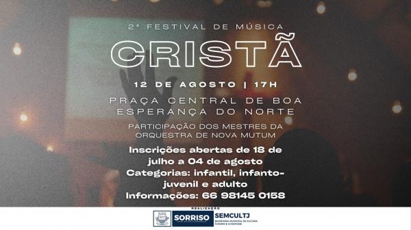 Sorriso: Boa Esperan&ccedil;a promove Festival de M&uacute;sica Crist&atilde;; As inscri&ccedil;&otilde;es para participa&ccedil;&atilde;o se encerram nesta sexta-feira (04/08)