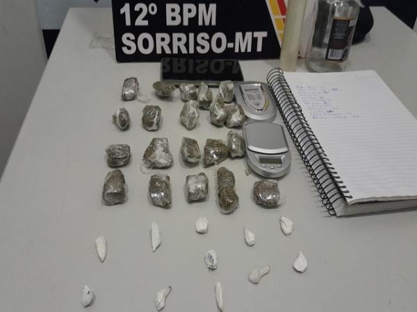 Sorriso: Jovem &eacute; preso por tr&aacute;fico ap&oacute;s ser encontrado com maconha e coca&iacute;na dentro de carro de aplicativo