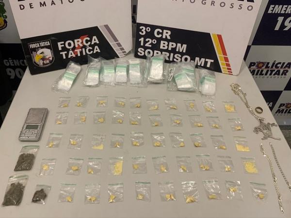 Sorriso: Jovem tenta fugir ao ver viatura da FT e acaba preso por tr&aacute;fico com pasta base de coca&iacute;na e maconha