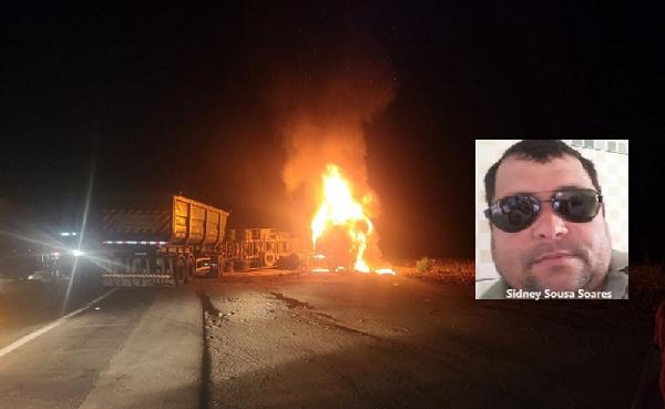 Carreta, de empresa de Sorriso, se envolve em acidente na BR-163, e motorista sinopense morre carbonizado