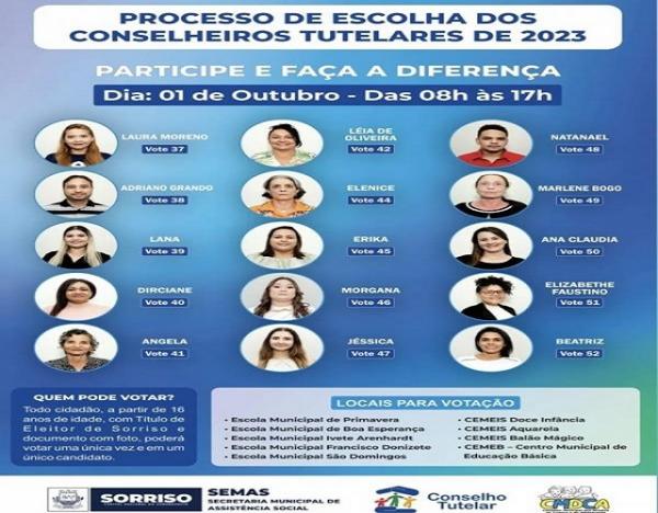 Sorriso: Elei&ccedil;&atilde;o do Conselho Tutelar ir&aacute; ocorrer dia 1&ordm; de outubro; Saiba quem s&atilde;o os 15 candidatos