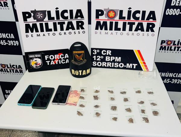 Sorriso: Mulher &eacute; presa por tr&aacute;fico ap&oacute;s viatura passar por ela e policiais sentirem cheiro de maconha