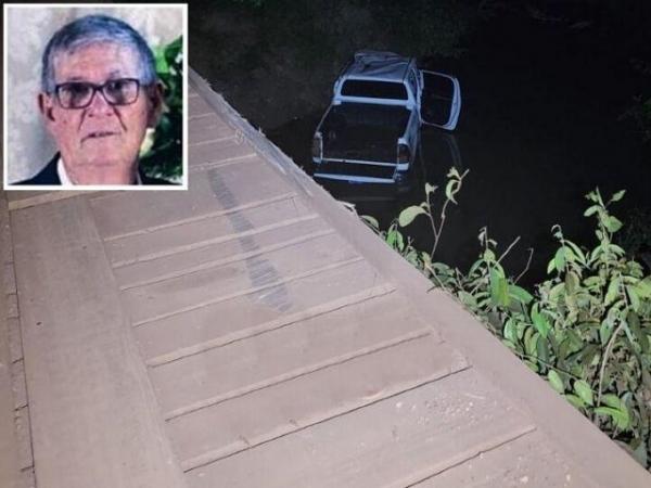 MT: Idoso, de 75 anos, morre ap&oacute;s Hilux despencar dentro de rio na MT-170