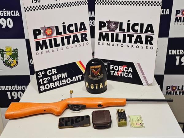 Sorriso: Homem &eacute; preso ap&oacute;s entrar em bar, armado com espingarda, e amea&ccedil;ar moradores na Comunidade Moroc&oacute;