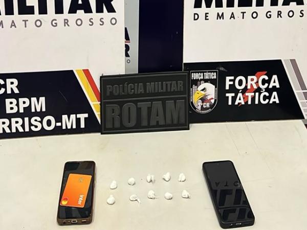 Sorriso: Jovens s&atilde;o presos com coca&iacute;na ap&oacute;s abordagem da ROTAM, na Tancredo Neves