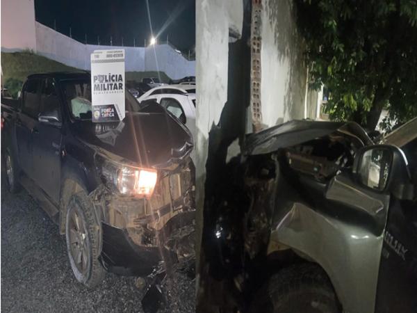Sorriso: Bandido "ruim de volante" furta Hilux, bate caminhonete em muro e tem que fugir a p&eacute; 