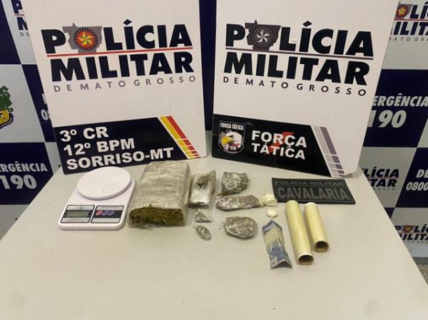 Sorriso: FT e Cavalaria apreendem tablete de maconha e por&ccedil;&otilde;es de coca&iacute;na durante opera&ccedil;&atilde;o; 3 foram presos