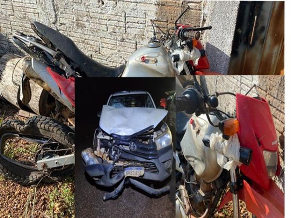 Itanhang&aacute;: Dois morrem em grave acidente entre moto e Hilux na MT-338