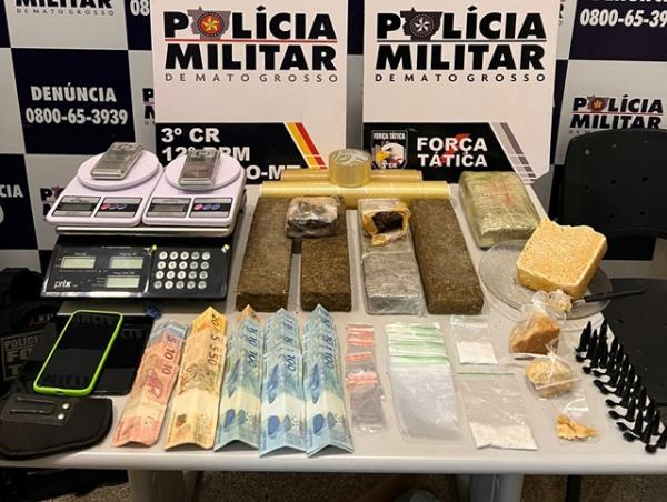 Sorriso: PM apreende maconha, skank, coca&iacute;na, e carro usado em homic&iacute;dio de jovem que foi encontrado morto em "lix&atilde;o"; tr&ecirc;s suspeitos foram presos