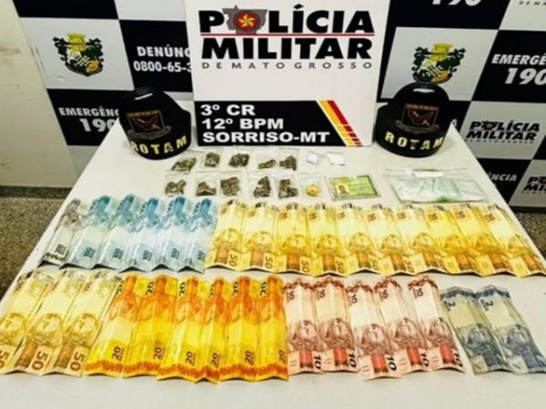 Sorriso: ROTAM fecha boca de fumo e apreende coca&iacute;na, pasta base, maconha e R$ 1,5 mil em dinheiro; um foi preso