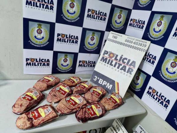 MT: Homem &eacute; preso tentando furtar 10 pe&ccedil;as de picanha em supermercado