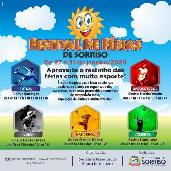 Com o Festival de Férias, Prefeitura oferece atividades esportivas em quatro pontos diferentes de Sorriso