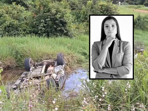 MT: Advogada morre em acidente após carro capotar e cair em córrego